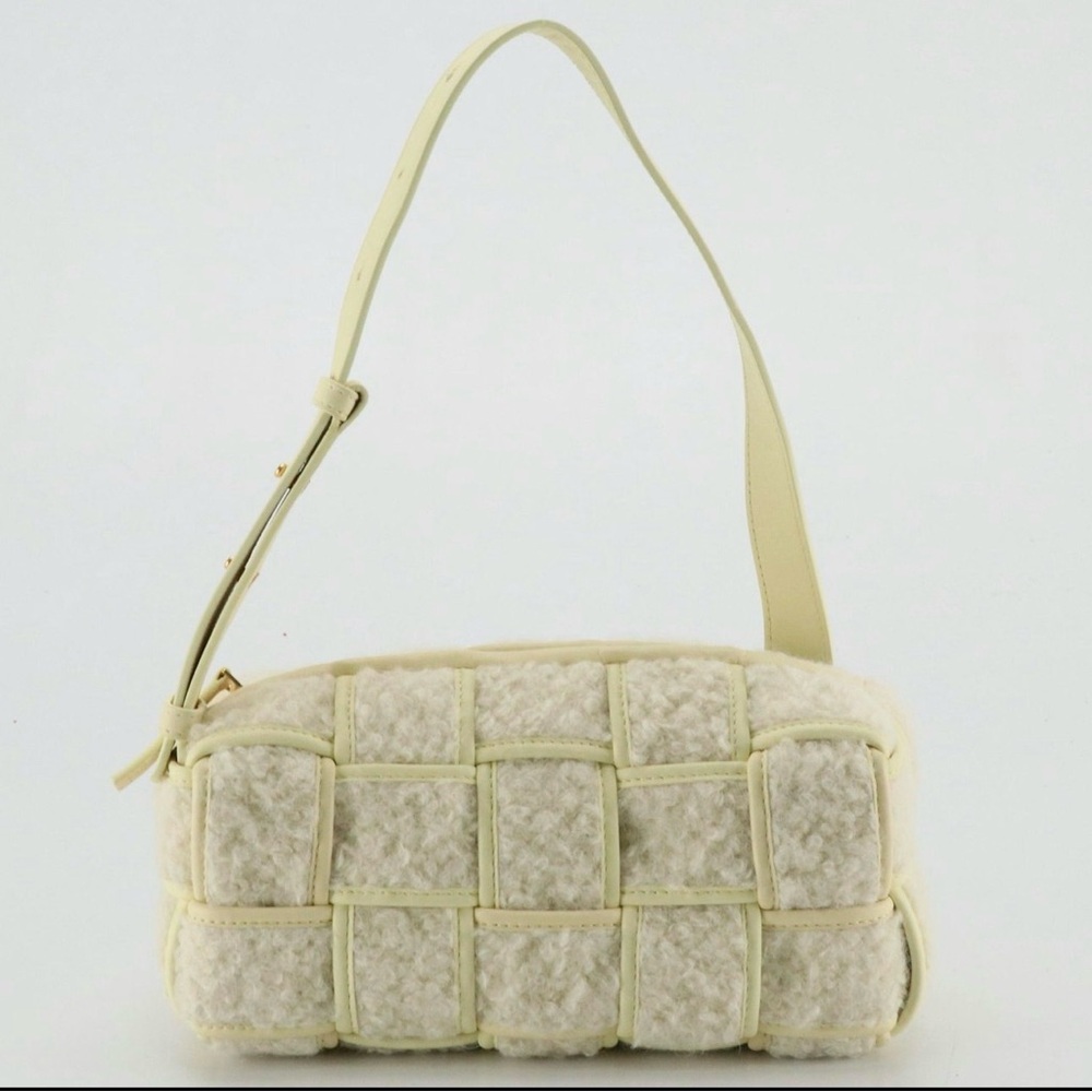 Bottega Veneta Brick Cassette Bag in Buttercream Leather-Lined Shearling